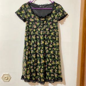 Pendora Floral Dress | Lace Border